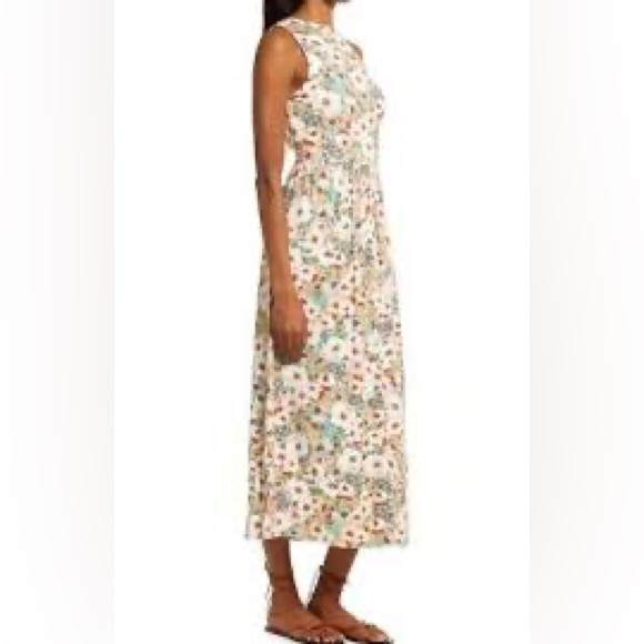 Fourteen Place Nordstrom Floral Print Cutout Dress Dune Multi Bouquet L - Picture 1 of 8